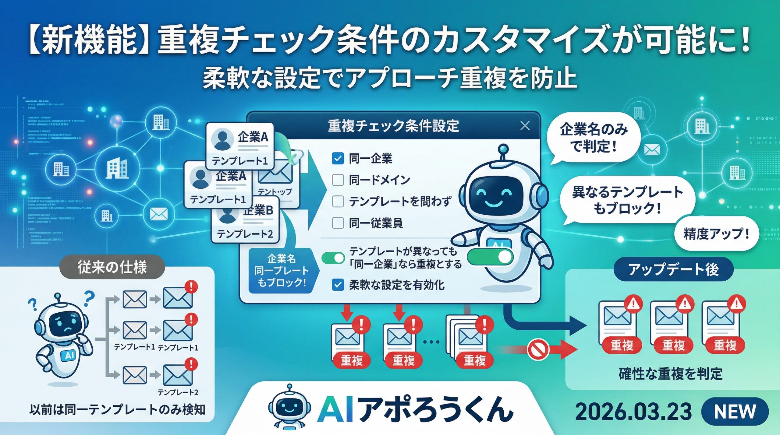 【新機能】重複チェック条件のカスタマイズが可能になりました