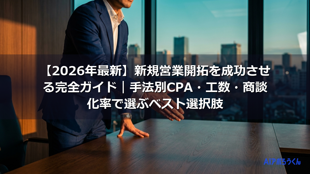 【2026年最新】新規営業開拓を成功させる完全ガイド｜手法別CPA・工数・商談化率で選ぶベスト選択肢
